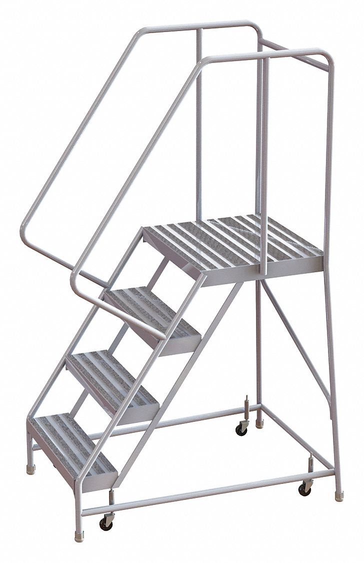 Rolling Ladder 4 Step Aluminum Ribbed