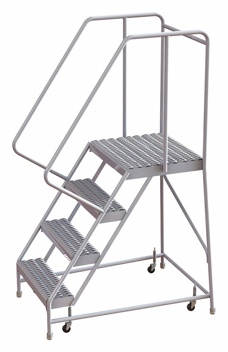 Rolling Ladder 4 Step Aluminum Serrated