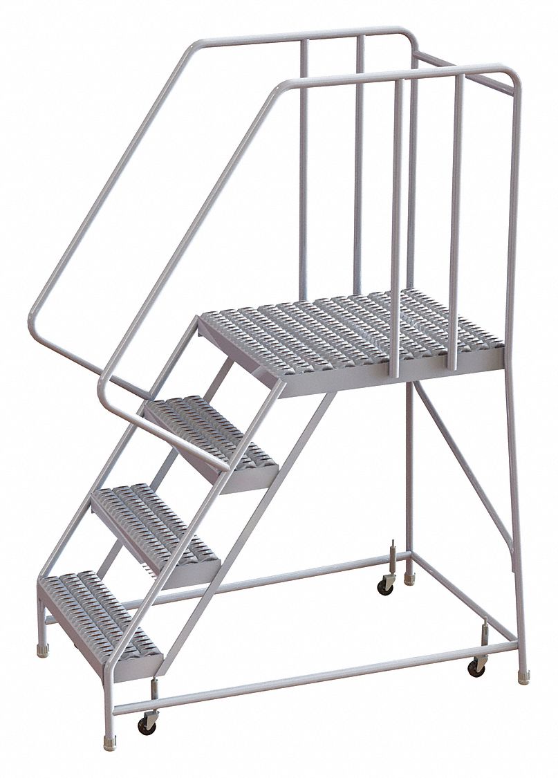 Rolling Ladder 4 Step Aluminum Serrated