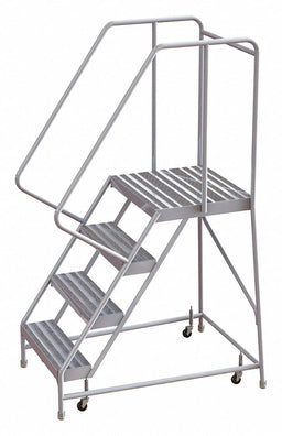 Rolling Ladder 4 Step Aluminum Ribbed