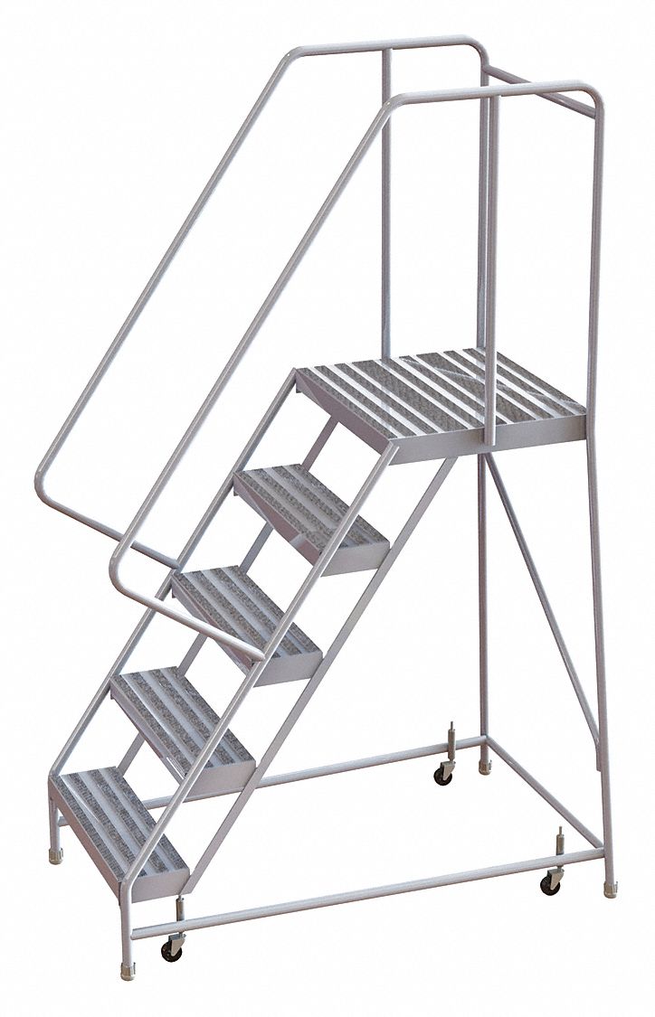 Rolling Ladder 5 Step Aluminum Ribbed