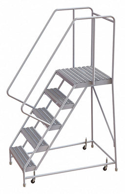 Rolling Ladder 5 Step Aluminum Serrated