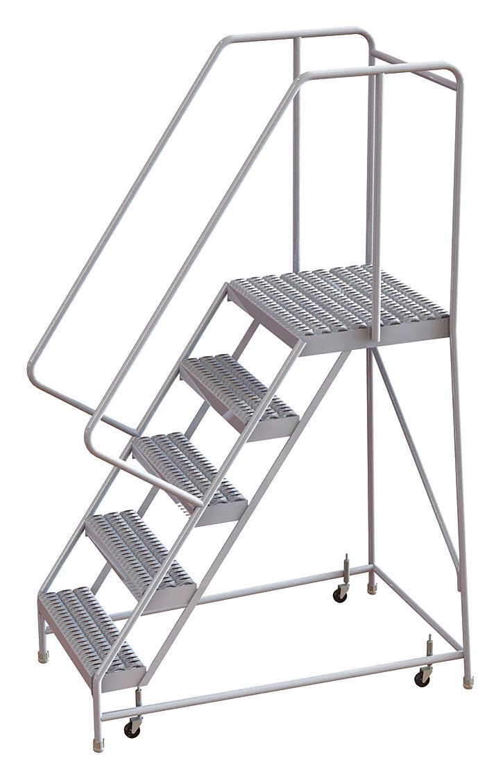 Rolling Ladder 5 Step Aluminum Serrated