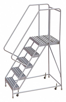 Rolling Ladder 5 Step Aluminum Ribbed