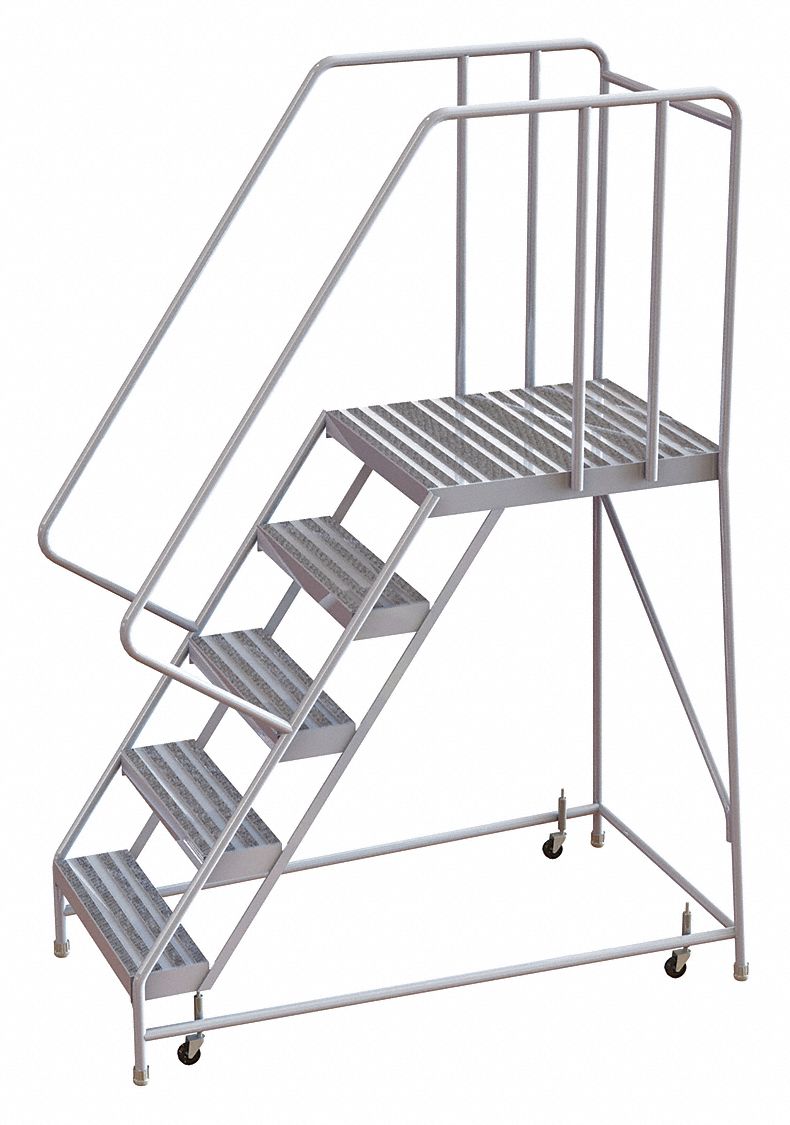 Rolling Ladder 5 Step Aluminum Ribbed