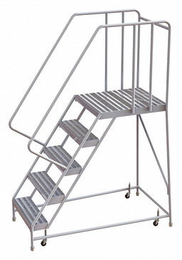 Rolling Ladder 5 Step Aluminum Ribbed