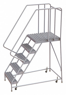Rolling Ladder 5 Step Aluminum Serrated