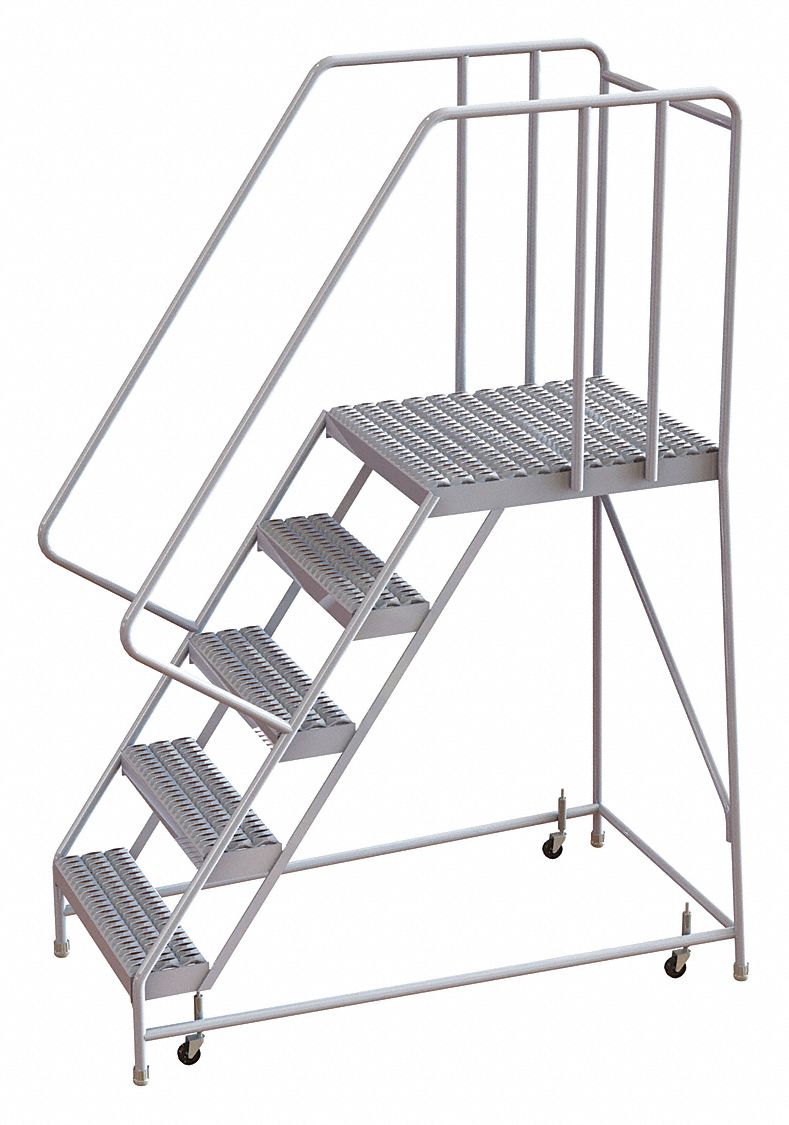 Rolling Ladder 5 Step Aluminum Serrated