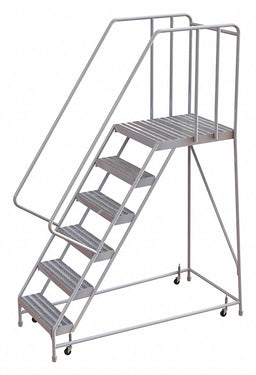 Rolling Ladder 6 Step Aluminum Ribbed