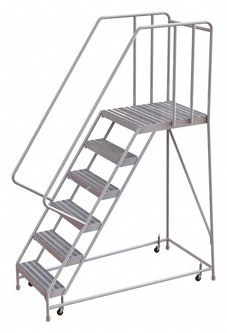 Rolling Ladder 6 Step Aluminum Ribbed