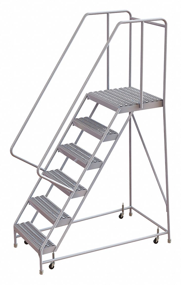 Rolling Ladder 6 Step Aluminum Serrated