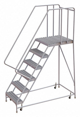 Rolling Ladder 6 Step Aluminum Serrated