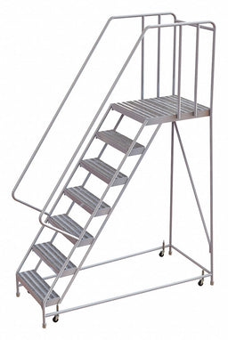 Rolling Ladder 7 Step Aluminum Ribbed