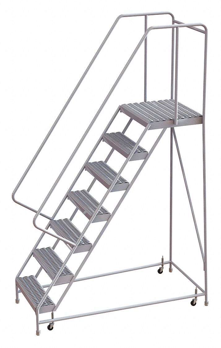Rolling Ladder 7 Step Aluminum Serrated