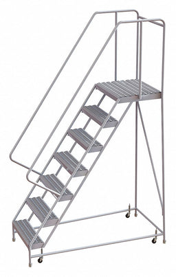 Rolling Ladder 7 Step Aluminum Serrated