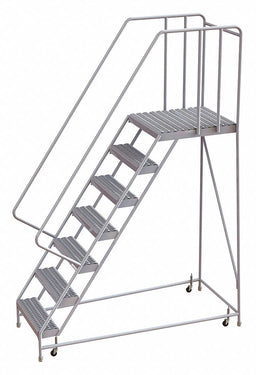 Rolling Ladder 7 Step Aluminum Serrated