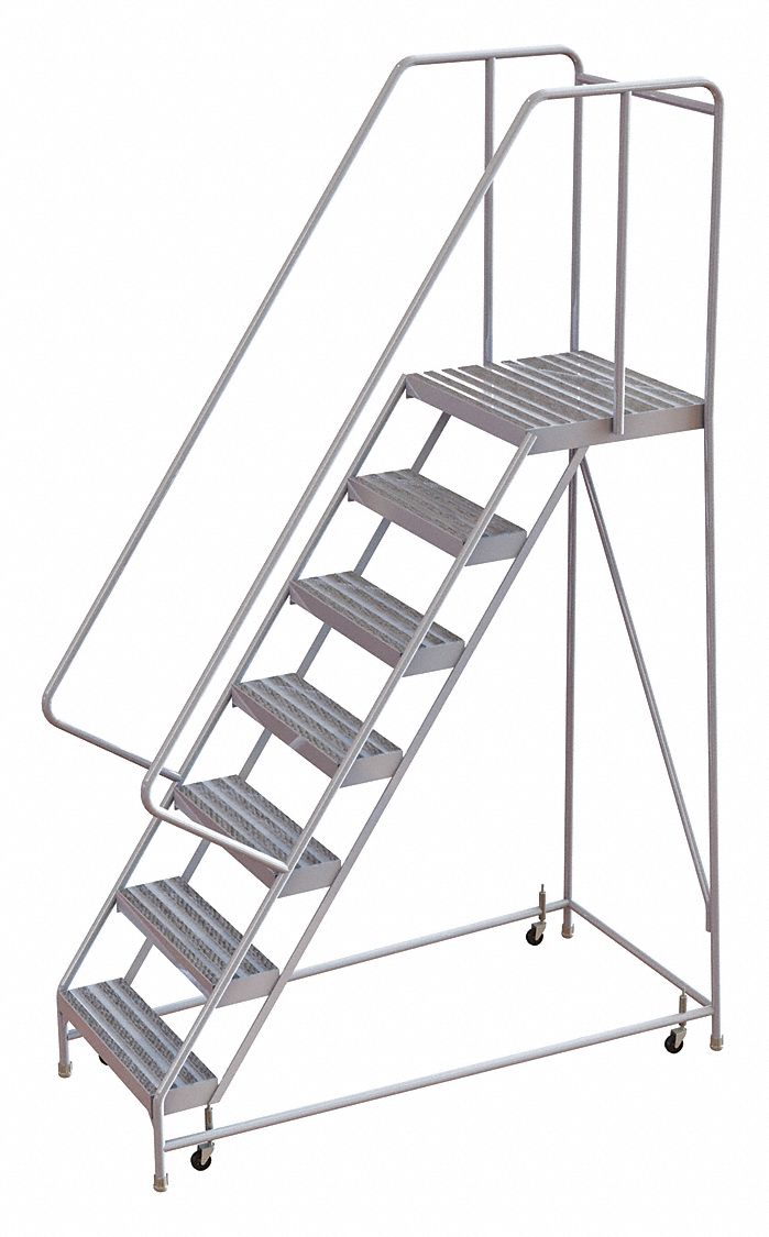 Rolling Ladder 7 Step Aluminum Ribbed