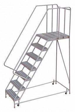 Rolling Ladder 7 Step Aluminum Ribbed