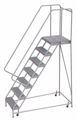 Rolling Ladder 7 Step Aluminum Serrated