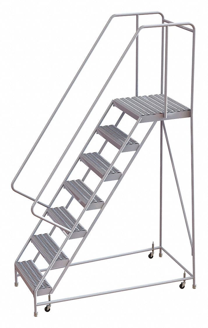 Rolling Ladder 7 Step Aluminum Serrated