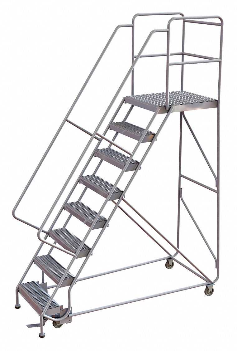 Rolling Ladder 8 Step Aluminum Serrated