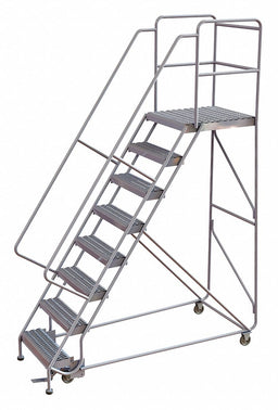 Rolling Ladder 8 Step Aluminum Serrated