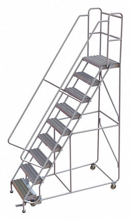 Rolling Ladder 9 Step Aluminum Serrated