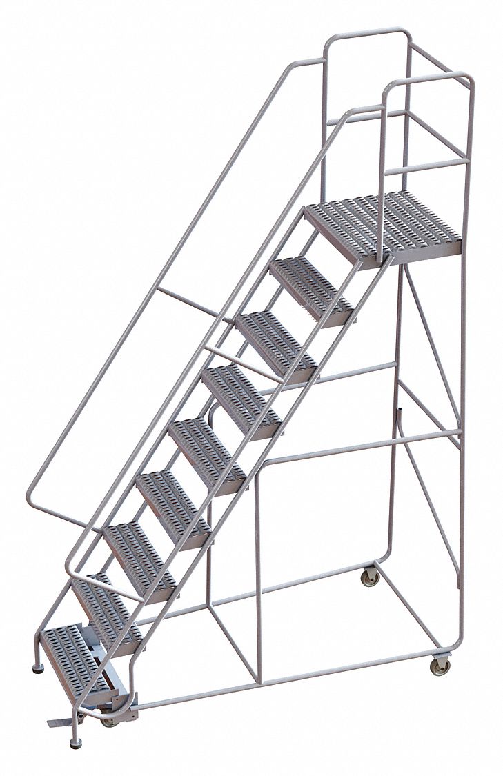 Rolling Ladder 9 Step Aluminum Serrated