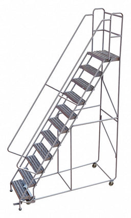 Rolling Ladder 11 Step Aluminum Ribbed