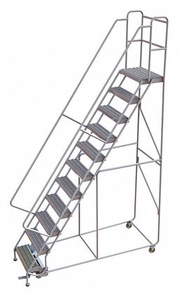 Rolling Ladder 11 Step Aluminum Serrated