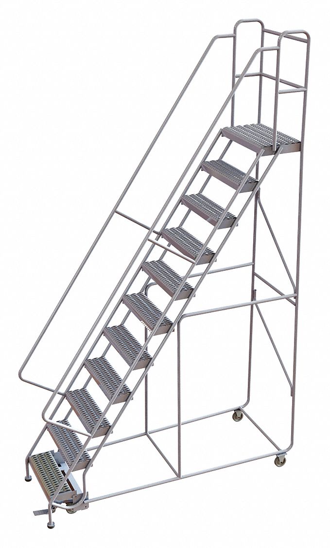 Rolling Ladder 11 Step Aluminum Serrated