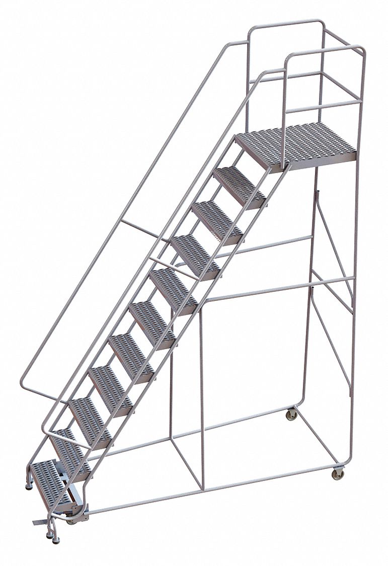Rolling Ladder 11 Step Aluminum Serrated