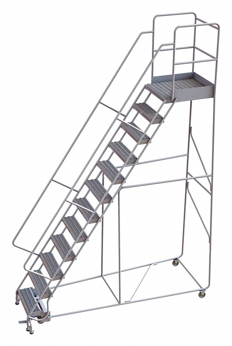 Rolling Ladder 12 Step Aluminum Serrated