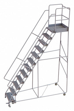 Rolling Ladder 12 Step Aluminum Serrated