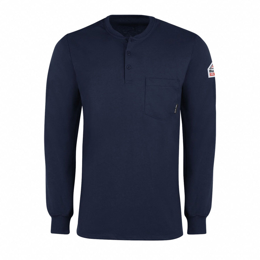 D1302 FR Lng Sleeve Henley Shirt Nvy XL Button