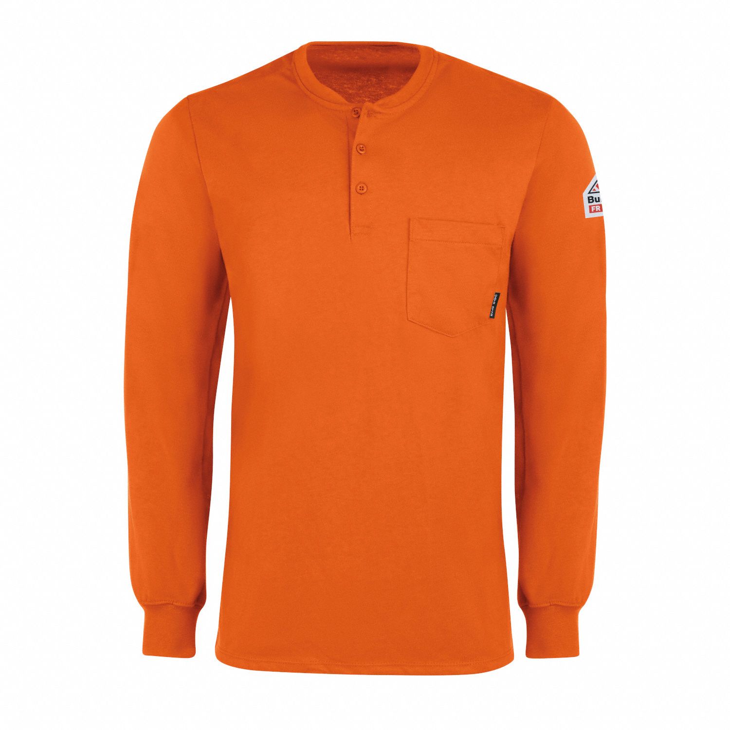 D1302 FR Lng Slv Henley Shirt Orange XL Button