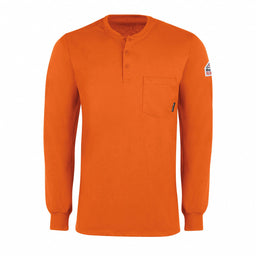 D1302 FR Lng Sleeve Henley Shirt Orng L Button
