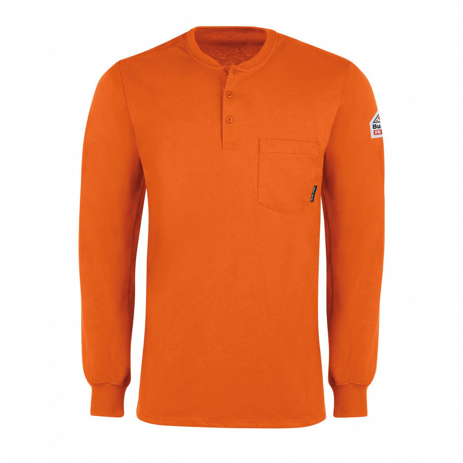D1302 FR Lng Sleeve Henley Shirt Orng S Button