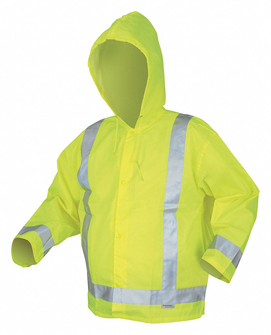 Rain Jacket w/Hood Hi-Vis Yellow/Green L