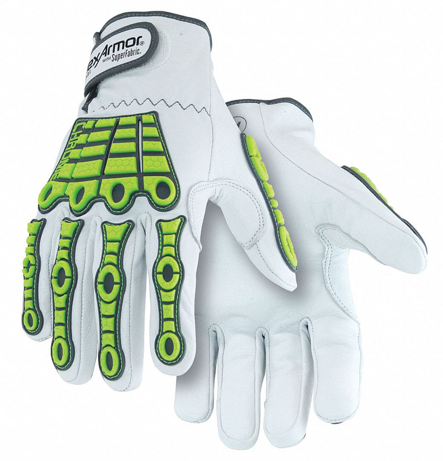 J7507 Leather Glvs Hi-Vis Ylw White XS PR