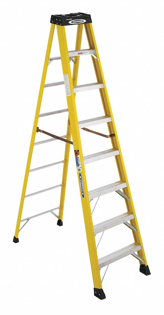 Stepladder Fiberglass 8 ft H 300 lb Cap