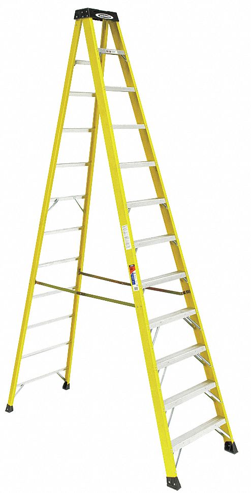 Stepladder Fiberglass 12 ft H 300 lb Cap