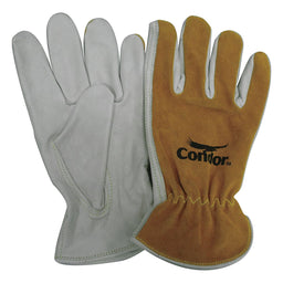 H6336 Leather Gloves Brown/White L PR