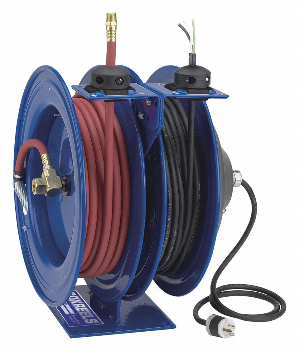 Dual Hose Reel Spring 3/8 in MNPT 50 ft