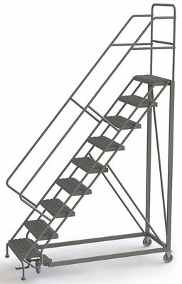 Rolling Ladder 9 Steps Serrated Tread