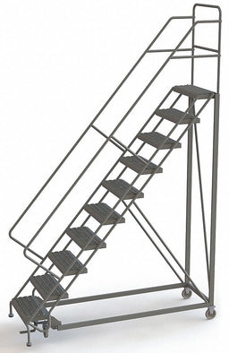 Rolling Ladder 10 Steps Serrated Tread