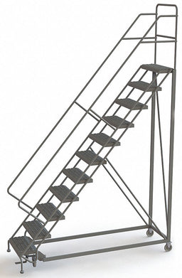 Rolling Ladder 11 Steps Serrated Tread