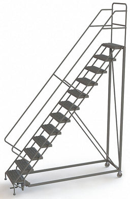 Rolling Ladder 12 Steps Serrated Tread