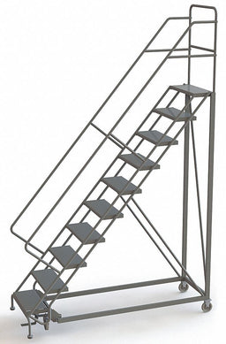 Rolling Ladder 10 Steps Perforated Tread