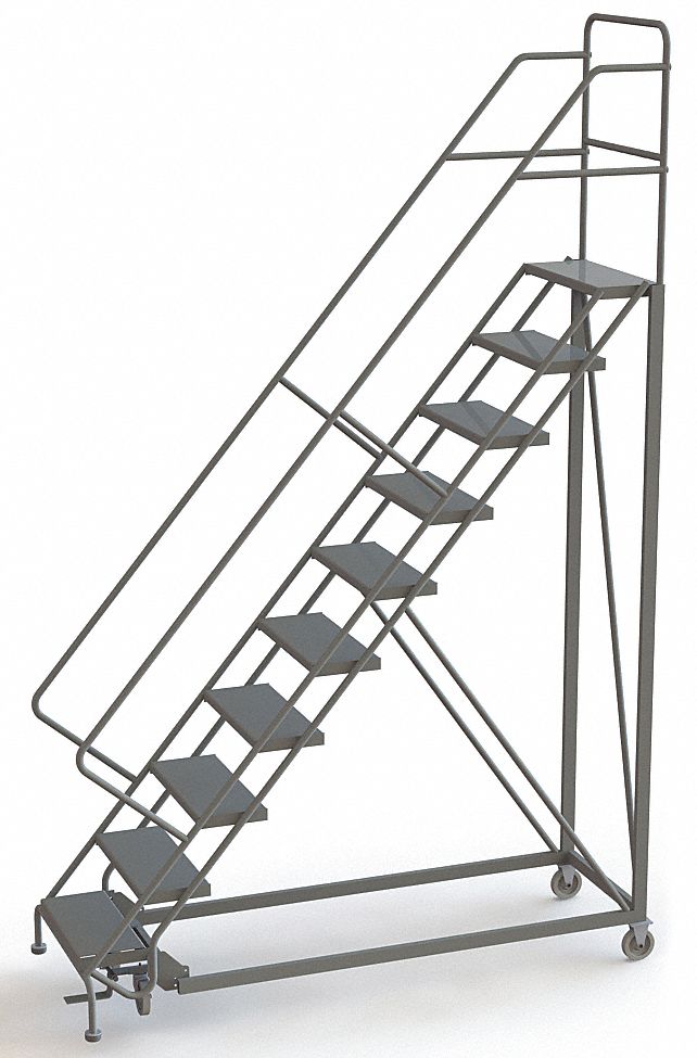 Rolling Ladder 10 Steps Perforated Tread